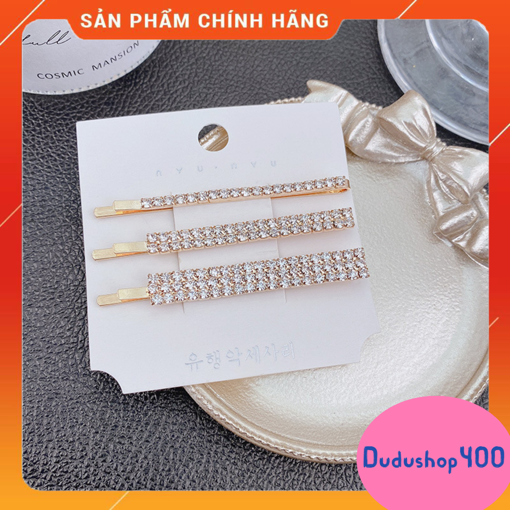 Set 3 kẹp mái đính đá hàn quốc sang chảnh