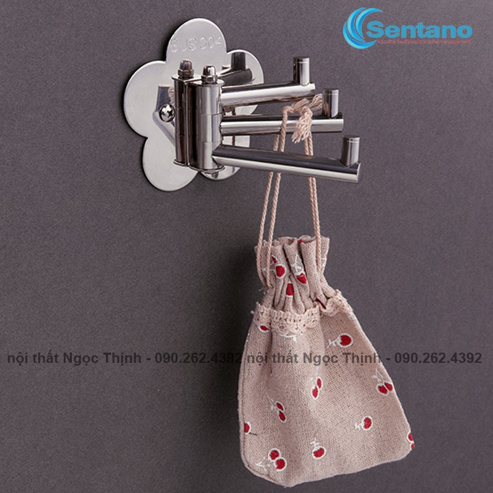 Hàng đúc đặc móc ba chia hình bông hoa inox 304 treo quần áo treo đồ tiện lợi chịu lực tới 60kg