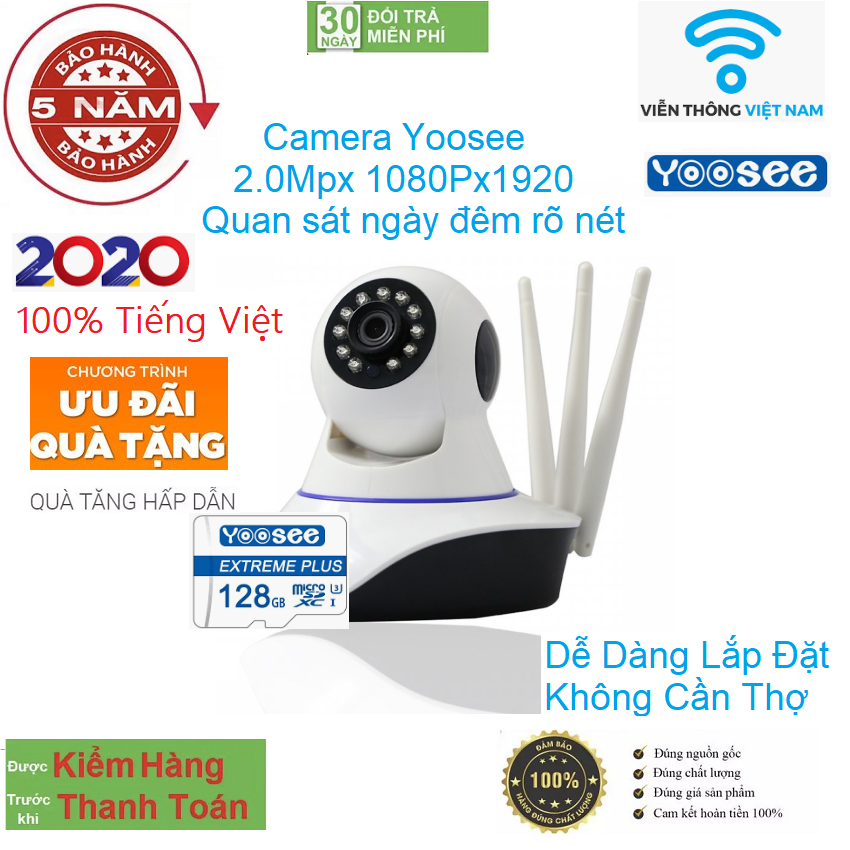 >> BÁO GIÁ (KÈM THẺ CHUYÊN DỤNG LÊN TỚI 64GB,TRỊ GIÁ 399K) CAMERA WIFI TRONG NHÀ VÀ NGOÀI TRỜI YOOSEE S10, 3.0 MPX ,ĐÀM T | Shopee Lazada Sendo Tiki mới nhất 54 (Tặng Kèm Thẻ Nhớ 128GB YOOSEE CHUYÊN DỤNG Trị Giá 450k - BH 5 NĂM 1 ĐỔI 1 TRONG VÒNG 1 NĂM) - CAMERA WIFI - YOOSEE WIFI SIÊU NÉT 2.5 FULL HD 1920 x 1080P - Viễn Thông Đại Phát