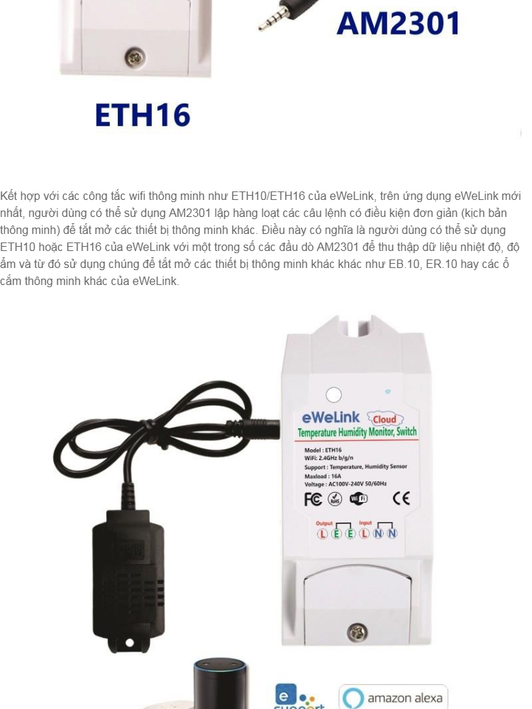 Đầu Dò Độ Ẩm, Nhiệt Độ eWeLink AM2301