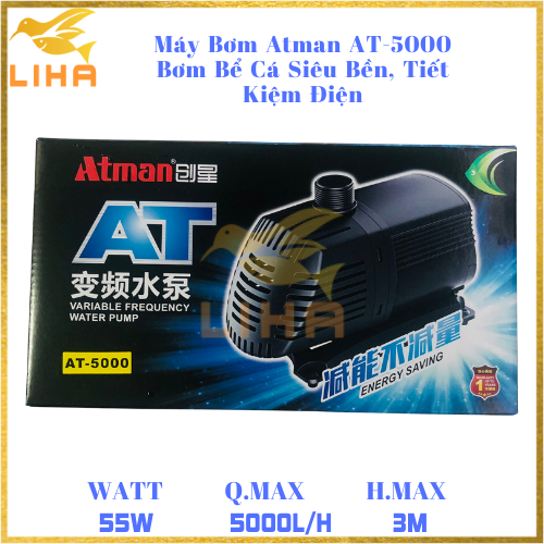 Máy Bơm Atman AT-5000 (55W-5000L/H-3M) -  Nước Bể Cá Siêu Bền, Tiết Kiệm Điện