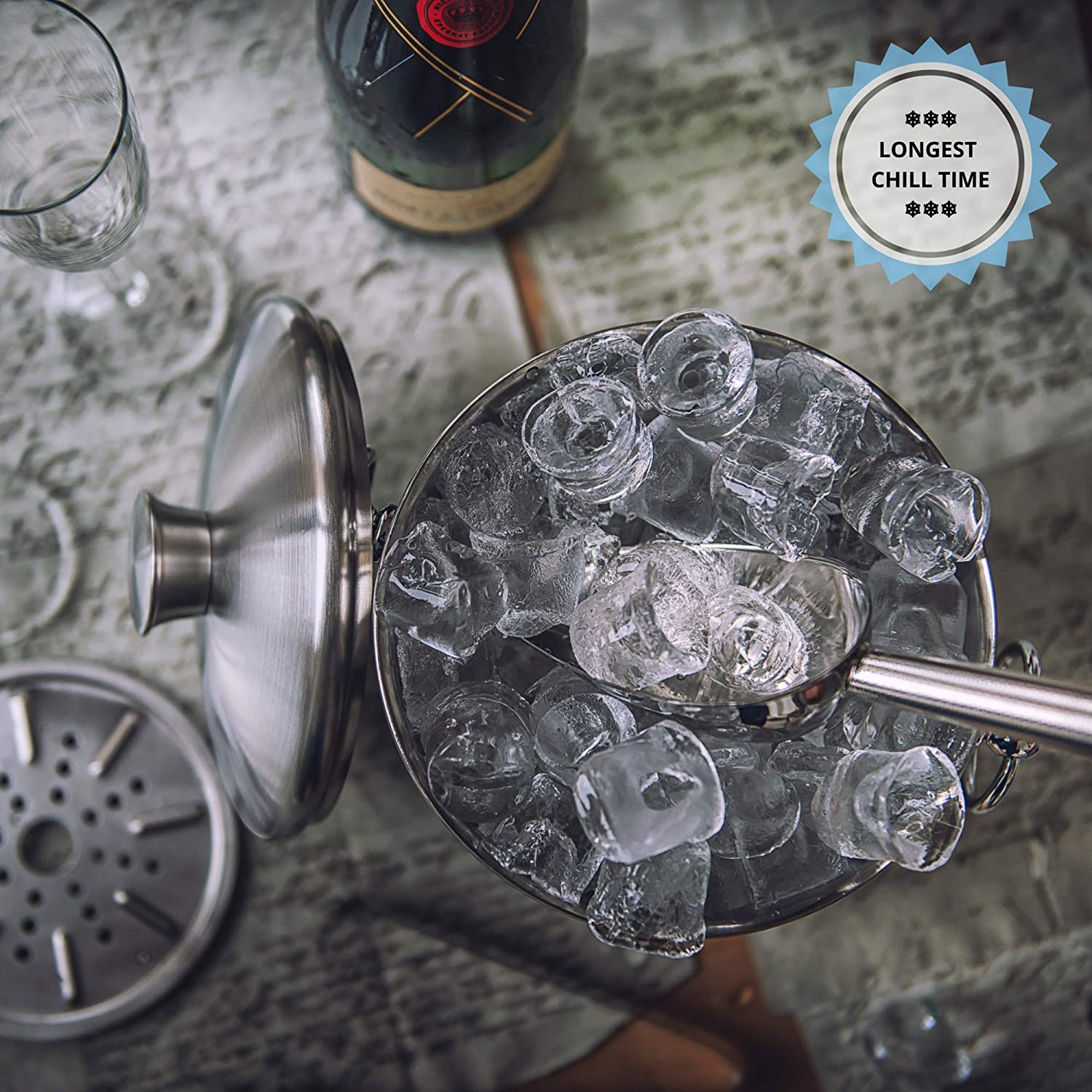 XÔ ĐỰNG ĐÁ INOX CÓ NẮP AMERIGO, 3 LÍT