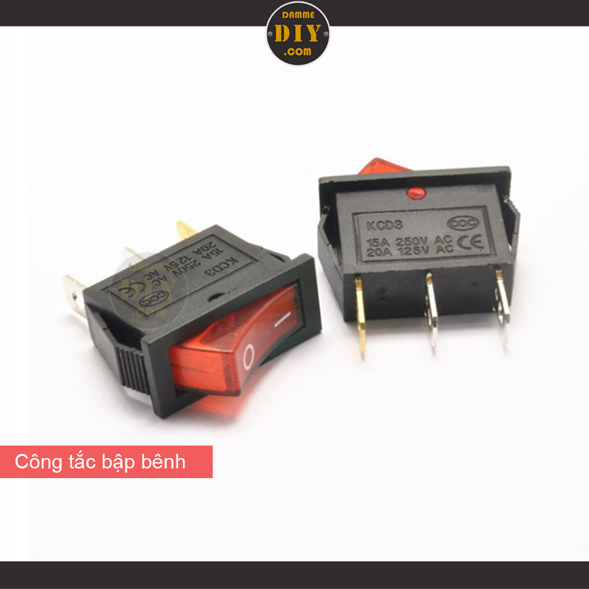 Combo 2 công tắc bập bênh KCD3 15A-250V