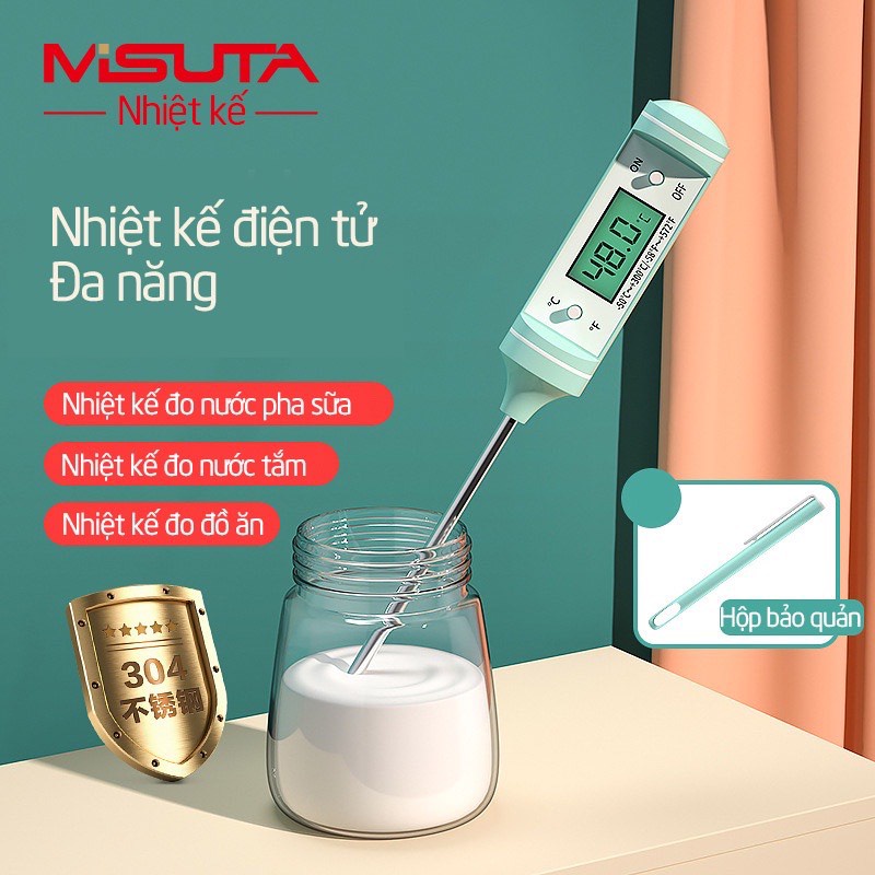 Nhiệt kế đo nước pha sữa, đo nhiệt độ nước, thức ăn Misuta
