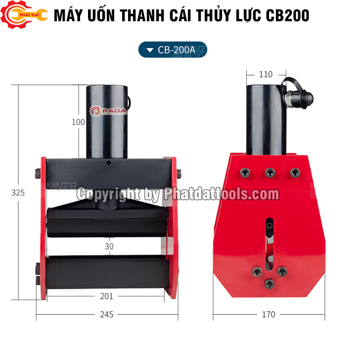 Máy uốn thanh đồng thủy lực PADA CB200A