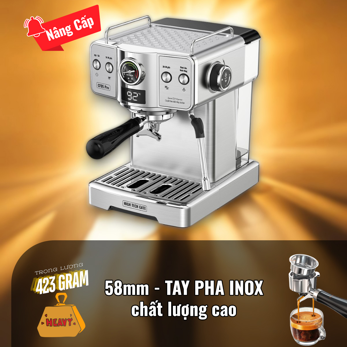Máy pha cà phê espresso CF05 PRO chuyên nghiệp toàn diện DIY, giảm áp tự động an toàn, bản nâng cấp