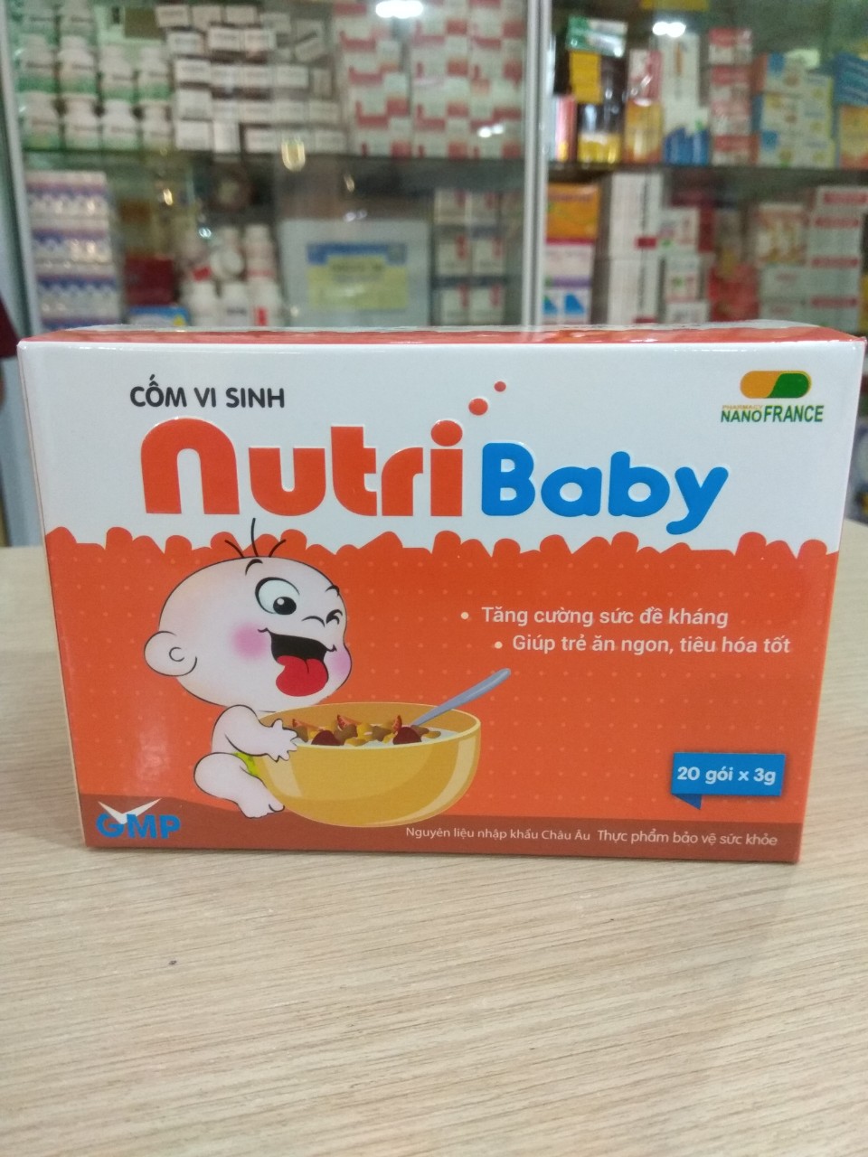 [HÀNG CHÍNH HÃNG]  Cốm vi sinh NUTRI BABY cam - Giúp tăng cường sức đề kháng , giúp trẻ hay ăn chóng lớn , trẻ ăn ngon miệng ,  hệ tiêu hóa tốt - hộp 20 gói x 3g