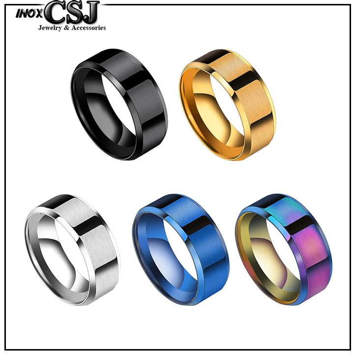 NHẪN INOX BẢNG TRƠN TO 8MM CAO CẤP - nhiều màu - chọn màu theo ý bạn - tặng hộp đựng xinh xắn