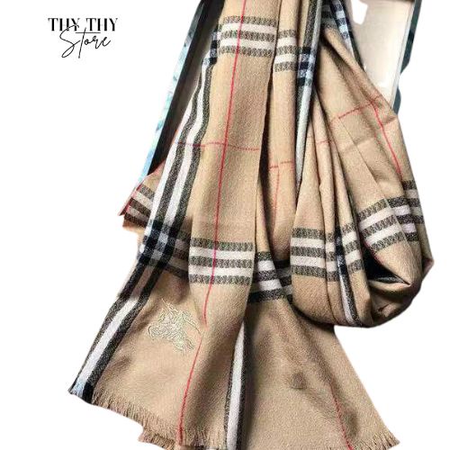 Khăn choàng cổ bbr 65x196cm THYTHY STORE Chất dạ đũi thêu lụa đẹp