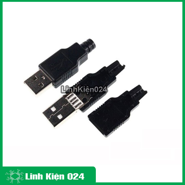 Combo 5 đầu jack cổng usb a đực 4p + vỏ
