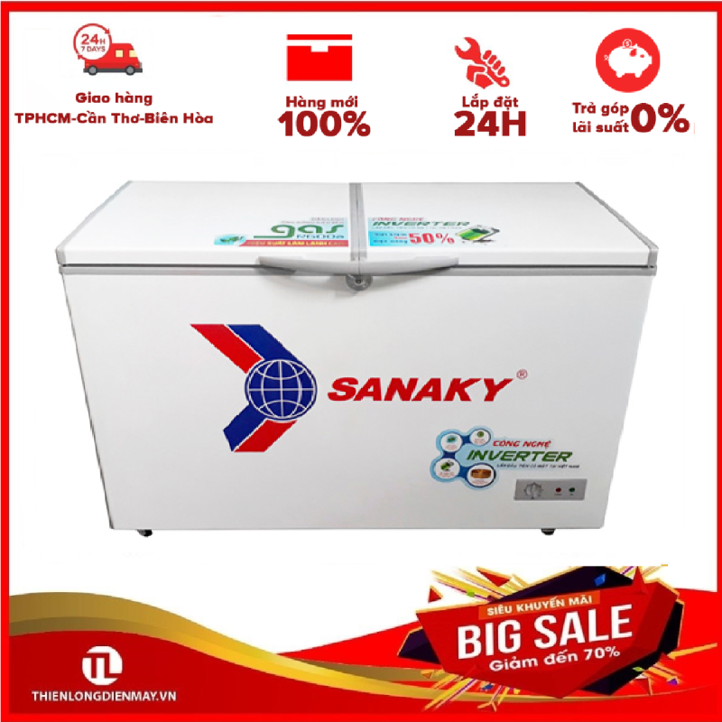Tủ Đông SANAKY 270 Lít VH-3699A3, công nghệ Inverter, 1 ngăn 2 cửa - Bảo hành 24 tháng