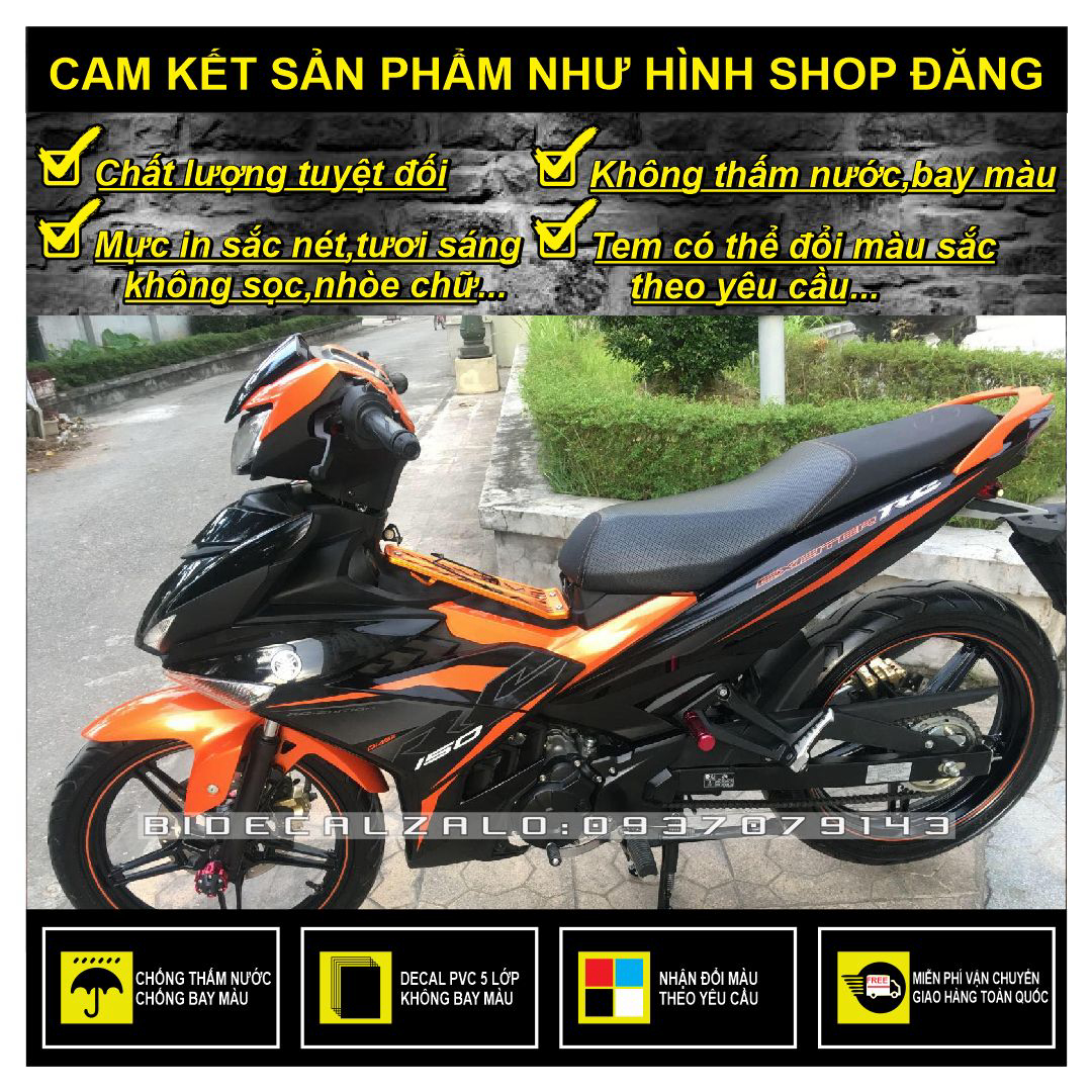 Tem rời exciter 150 rc mẫu zin phối cam đen