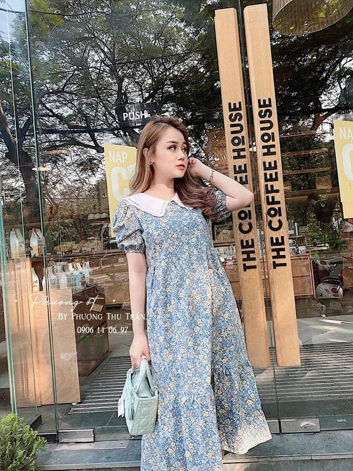 Váy lanh bầu dáng suông, đầm bầu sát nách mặc nhà XUÂN HÈ cho bà bầu