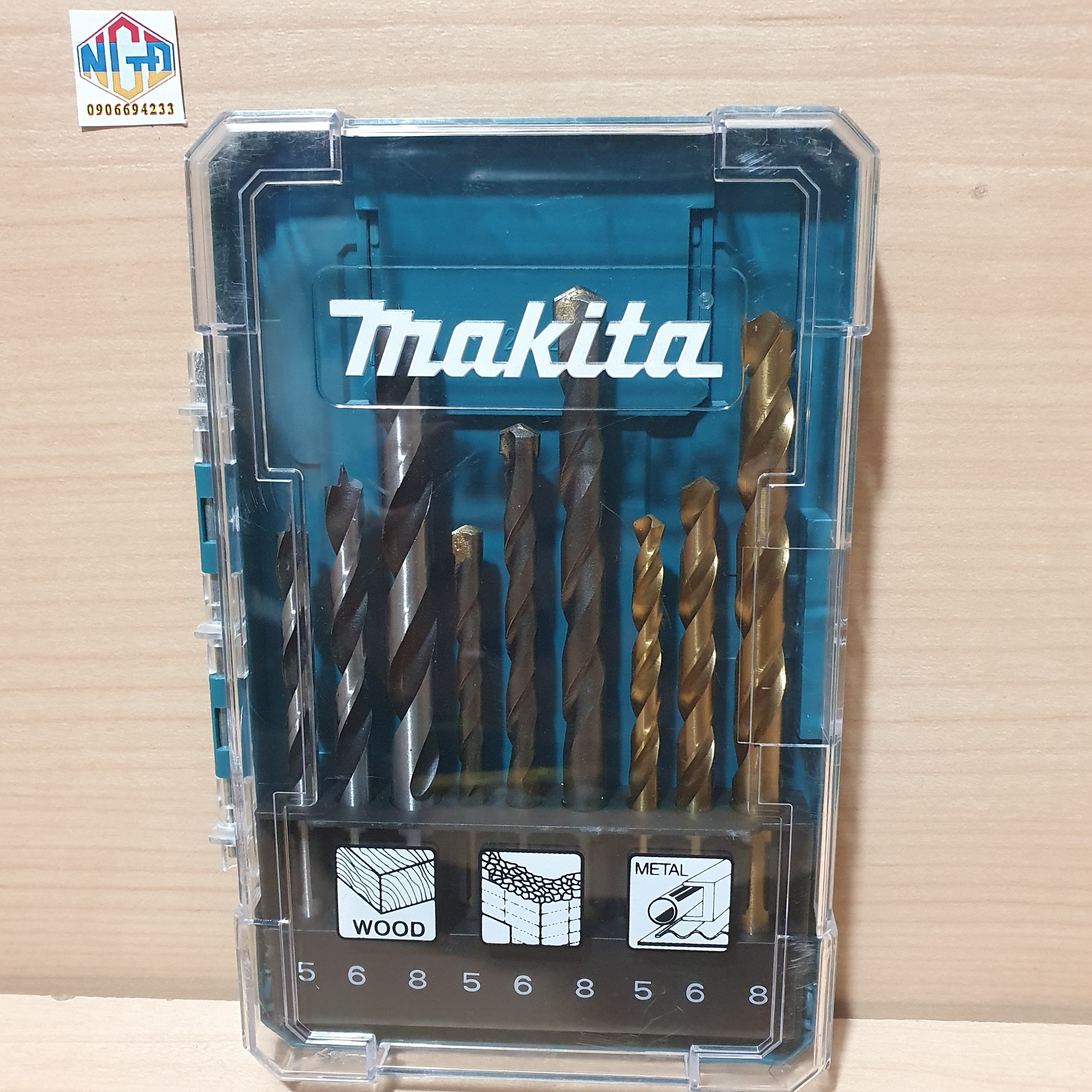 Bộ mũi khoan gỗ - sắt - tường 9 mũi makita d-71962 thay thế d-08660