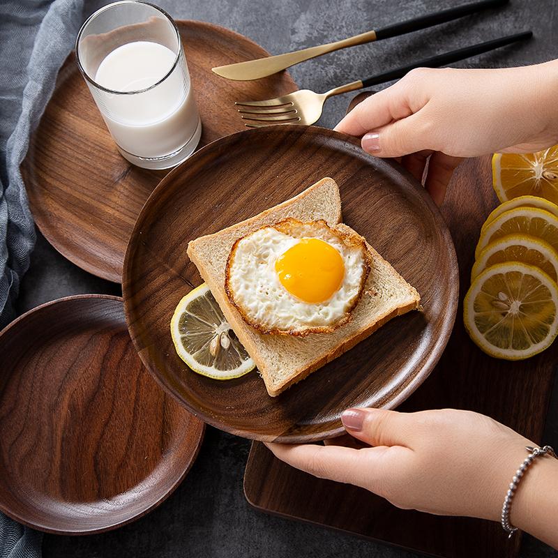 [Qimo] Phong Cách Nhật Bản Khay Tròn Phục Cổ ĐĨA GỖ Đồ Gia Dụng Sáng Tạo Số Nhỏ Đĩa Làm Bằng Gỗ Hình Tròn Bữa Ăn Sáng Khay Điểm Tâm