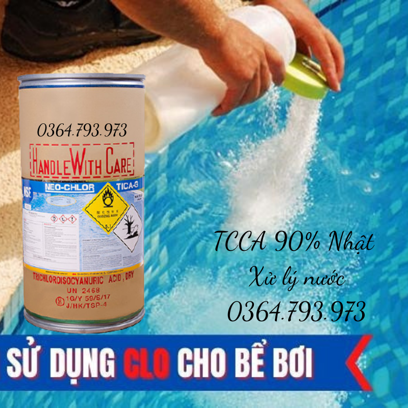 TCCA 90% Nhật Chất khử trùng diệt khuẩn nước ,xử lí hồ bơi TCCA bột 90% lon 1kg