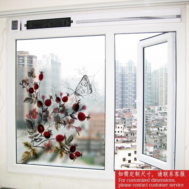 [HCM]Decal Dán Kính Cao Cấp - Hoa đỏ rượu nhí ( 60x58 )-DK7131
