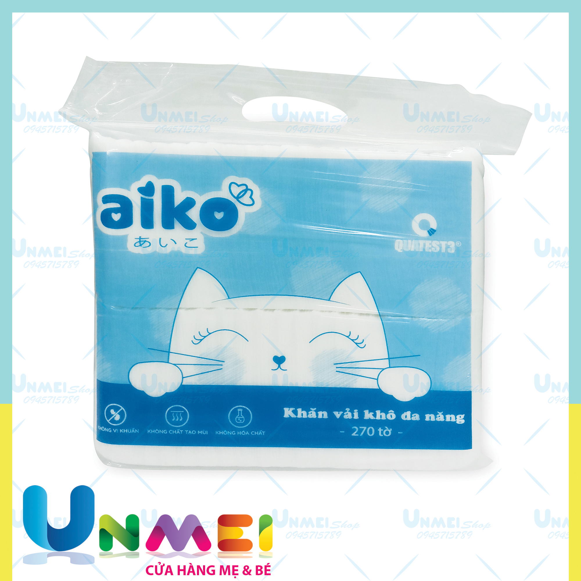 [HCM] combo 5 Bịch Khăn vải khô đa năng Aiko 300g ~ 270  tờ/bịch