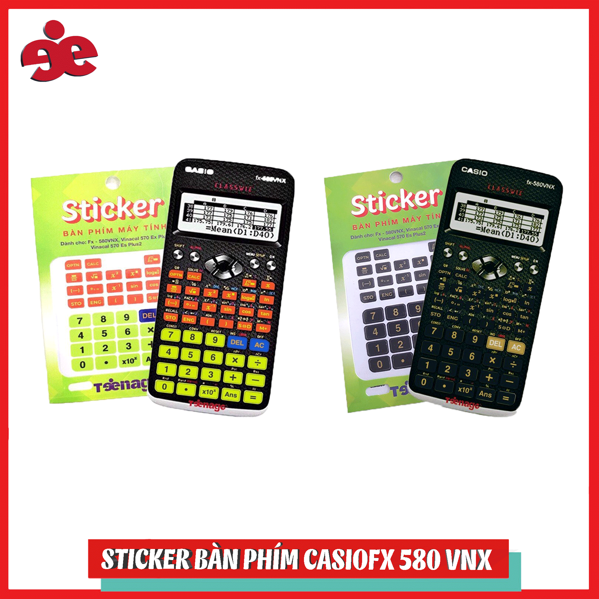 Bộ 2 sticker bàn phím CasioFx 580 VNX