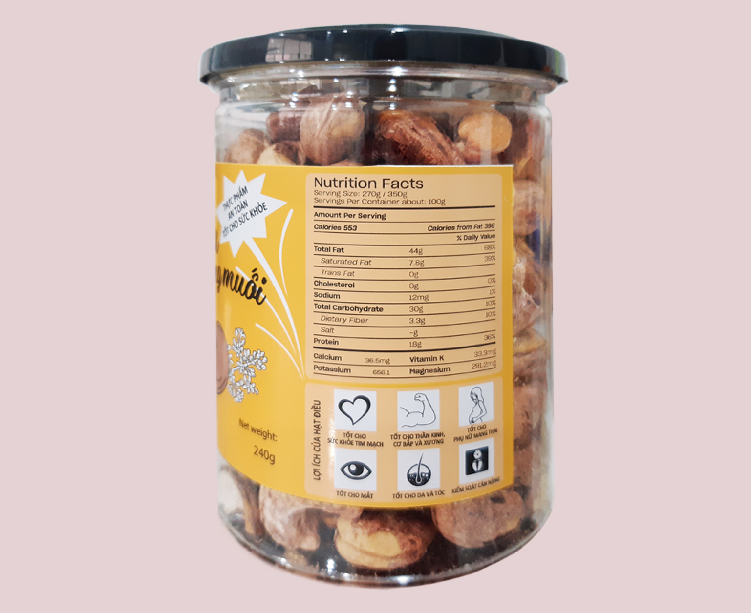 HẠT ĐIỀU RANG MUỐI BÌNH PHƯỚC THƯƠNG HIỆU BIG TREE 240G