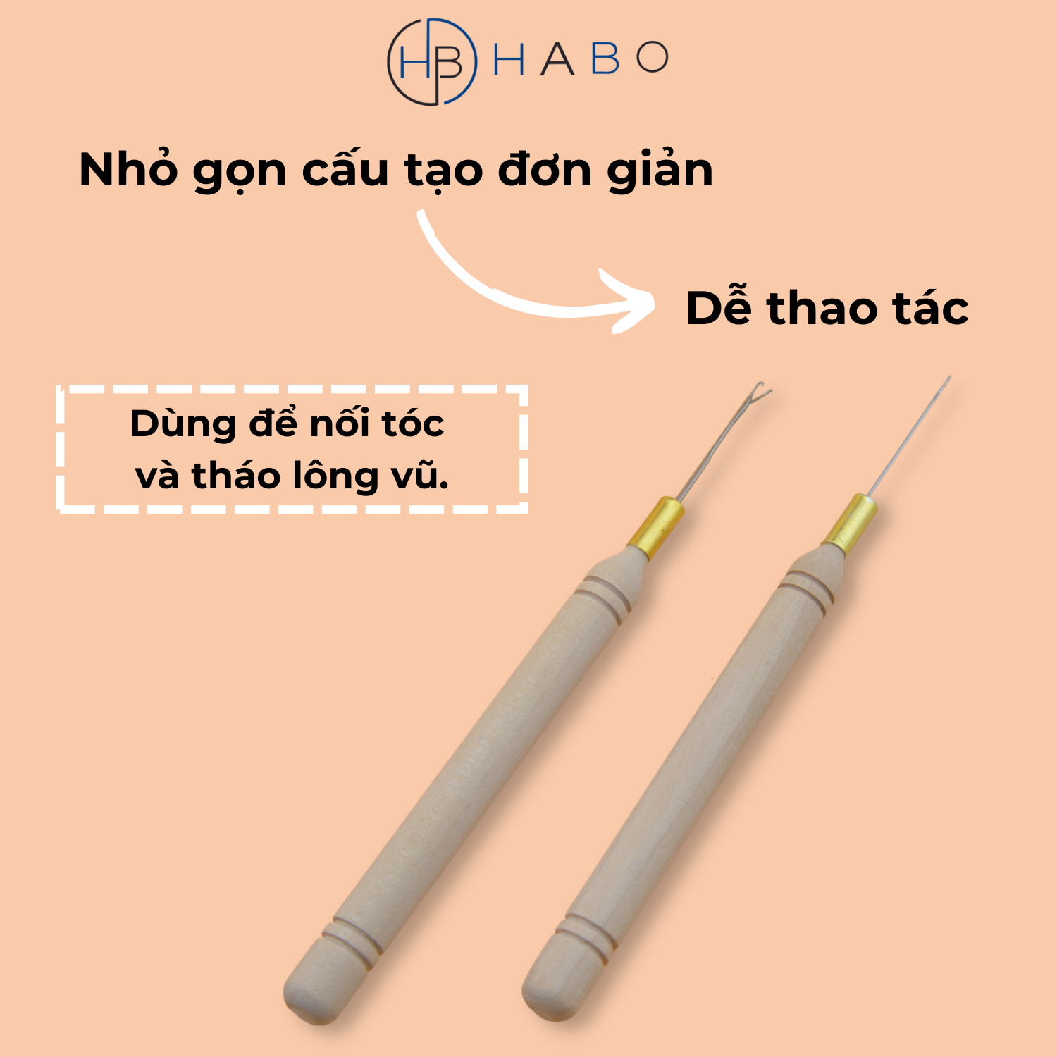Cây nối tóc lông vũ, dụng cụ nối tóc lông vũ, dụng cụ tháo tóc lông vũ bằng gỗ