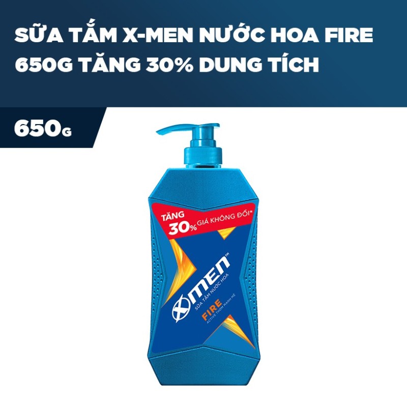X Men - Sữa Tắm X-Men Nước hoa Fire 650G Tăng 30 phần trăm dung tích - Giá Sỉ