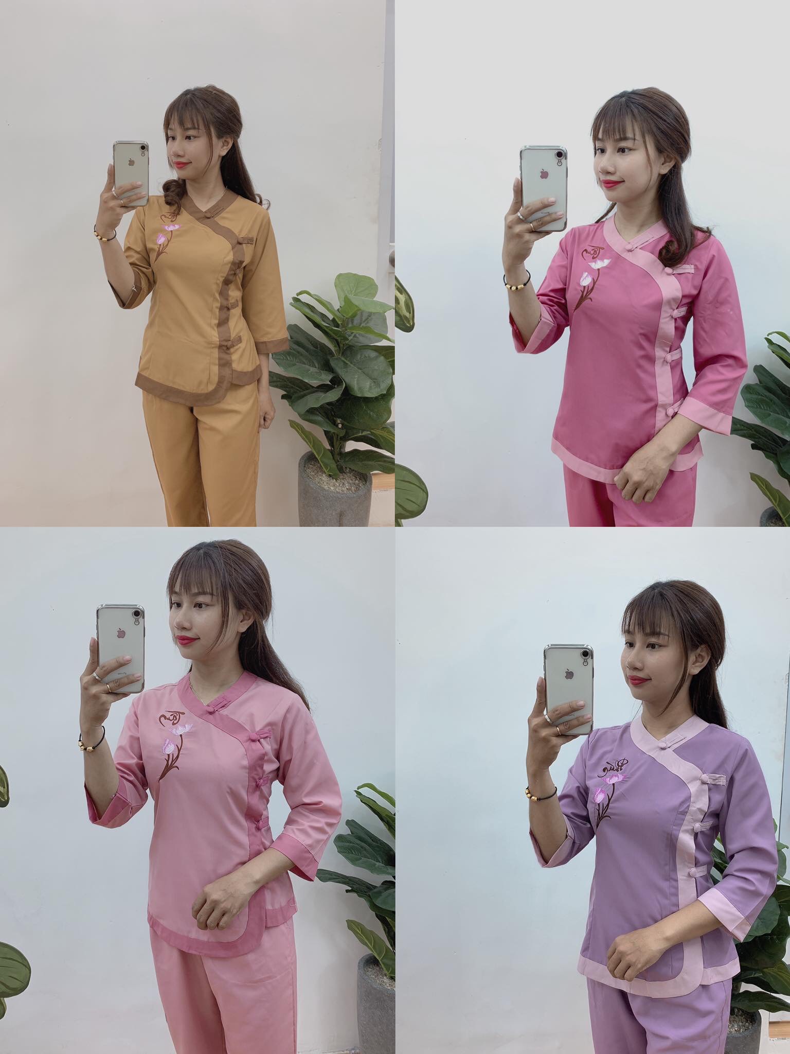 Đồ Lam đi chùa - Pháp phục đi chùa bộ chất kate K03