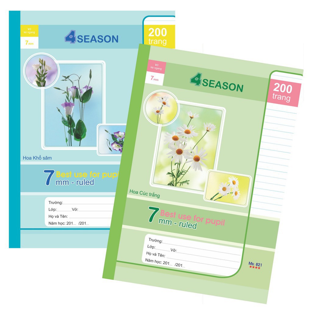 Vở kẻ ngang Klong 4Season - 200 trang; Ms 821 - khách sỉ ib