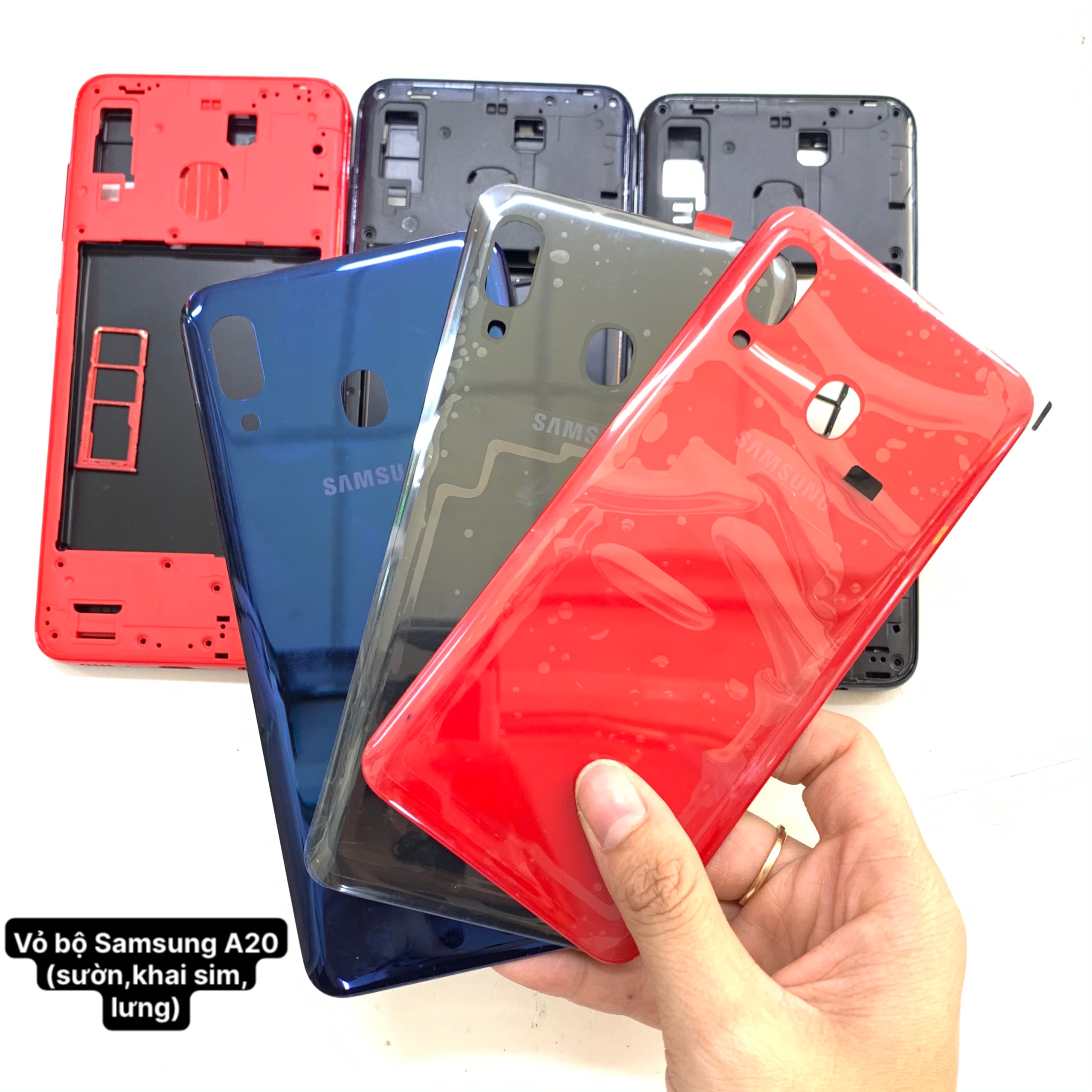 VỎ SƯỜN ĐIỆN THOẠI SAMSUNG GALAXY A20 ZIN ( Sườn , Lưng , Khai sim )