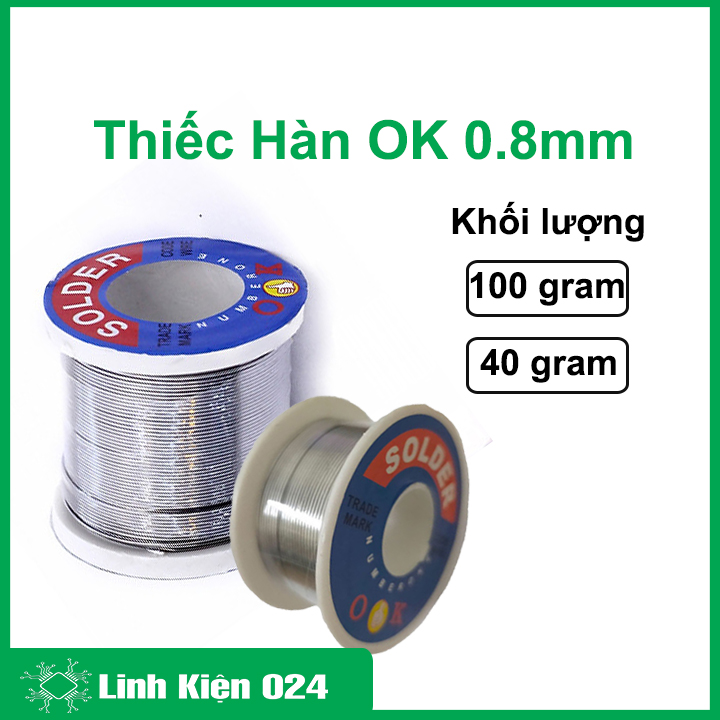 Thiếc hàn Solder OK đường kính 0.8mm 40g/100g
