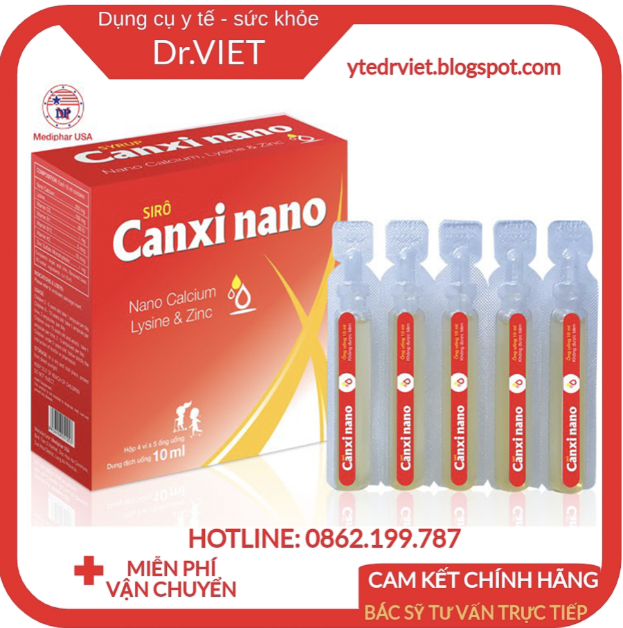 [HCM]Siro Canxi nano hộp 20 ống 10ml chính hãng-Bổ sung canxi và các vitamin cho cơ thể hỗ trợ sự phát triển hệ xương cho trẻ nhỏ và chống loãng xương cho người già phụ nữ có thai và cho con bú