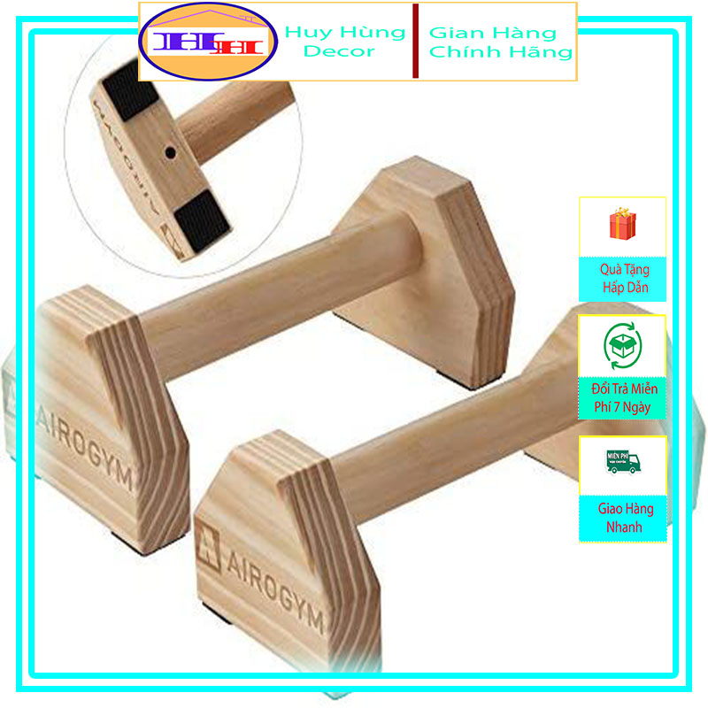 Parallettes bằng gỗ thông,Dụng cụ hít đất chống đẩy 1 cặp