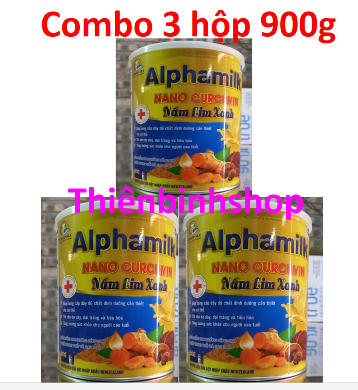 [Combo 3hộp 900gr, HSD 2026] Sữa bột ALPHAMILK NANO CURCUMIN NẤM LIM XANH..