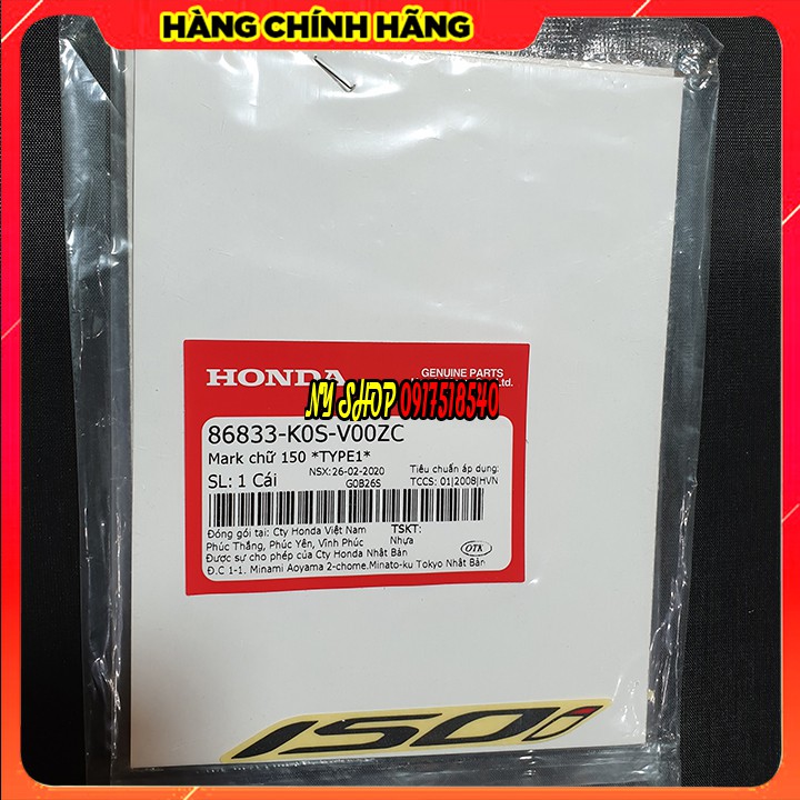 ★ 1 ĐÔI TEM CHỮ 150I SH 2020, 2021 - MÃ K0S ★