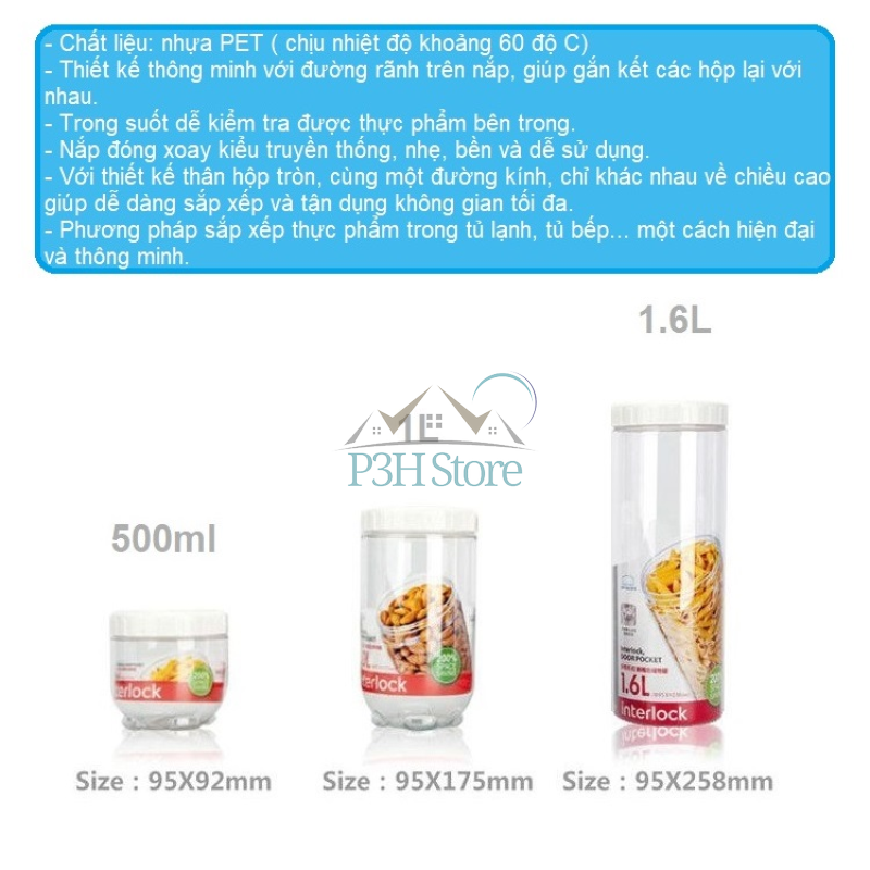 Bộ 4 hộp bảo quản thực phẩm Lock&Lock Interlock 2x500ml 2x1L