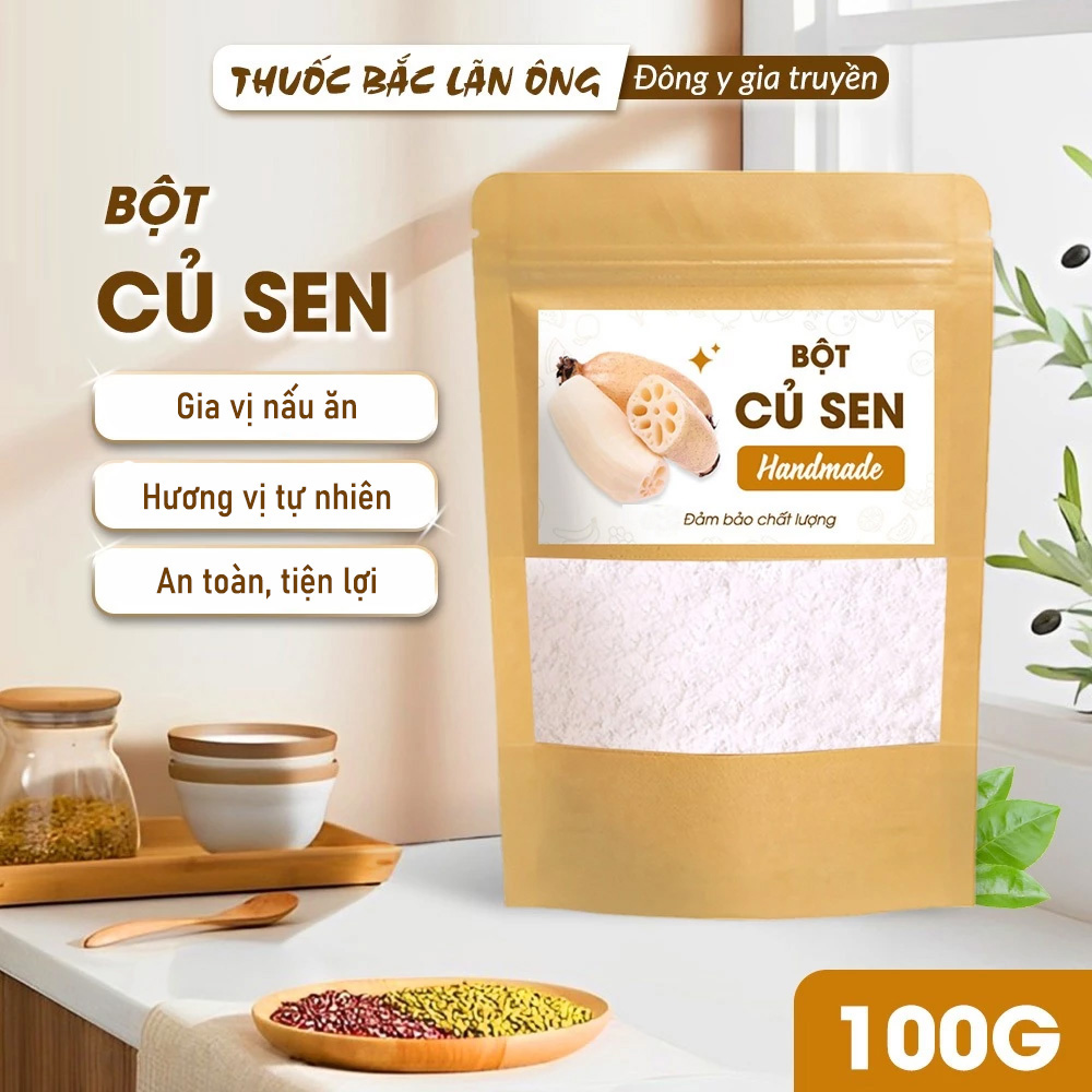 Bột củ sen 100g, nguyên chất, thơm mịn, bột ngũ cốc nhà làm, thơm ngon - Lãn Ông