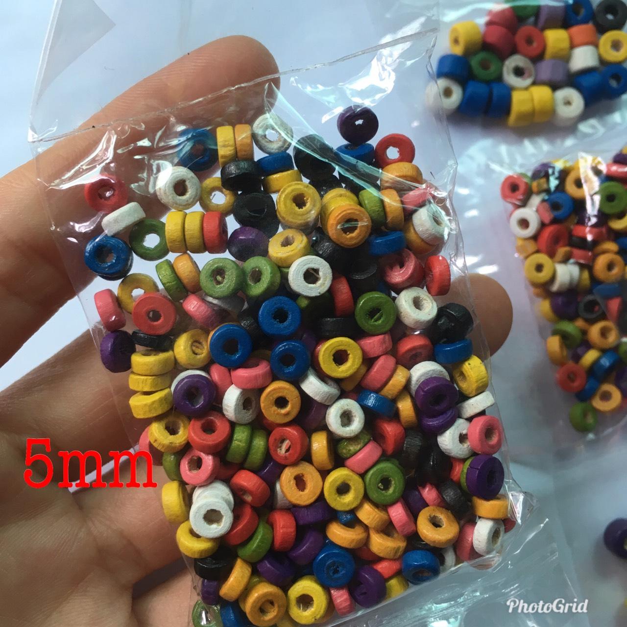 Hạt gỗ tròn dẹt 5-6 mm nhiều màu, chọn mẫu