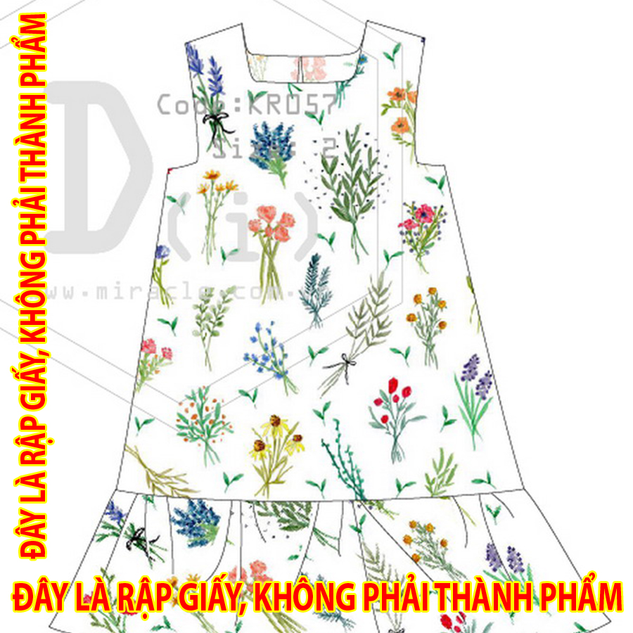 Rập giấy kr057 - đầm đuôi cá cổ vuông
