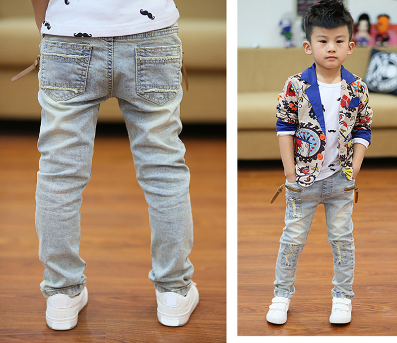 DIIMUU Kids Fashion Boys Jeans Casual Children Clothing Denim Pants Patchwork Long Trousers