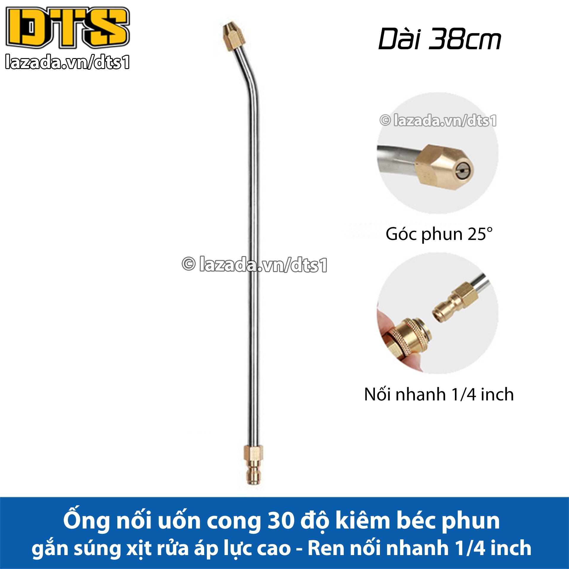 Ống nối uốn cong 30 độ kiêm béc phun gắn súng xịt rửa áp lực cao của máy rửa xe cao áp - Ren nối nhanh 1/4 - Dài 38cm