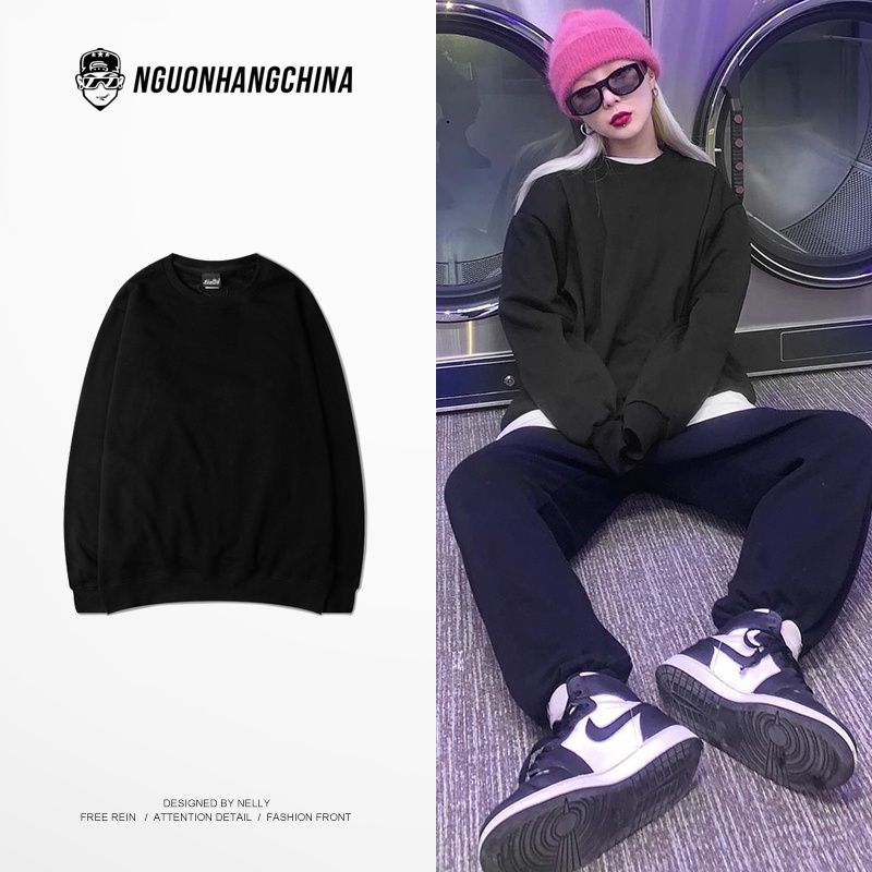 Áo Sweater Nelly Heybig trơn màu đen
