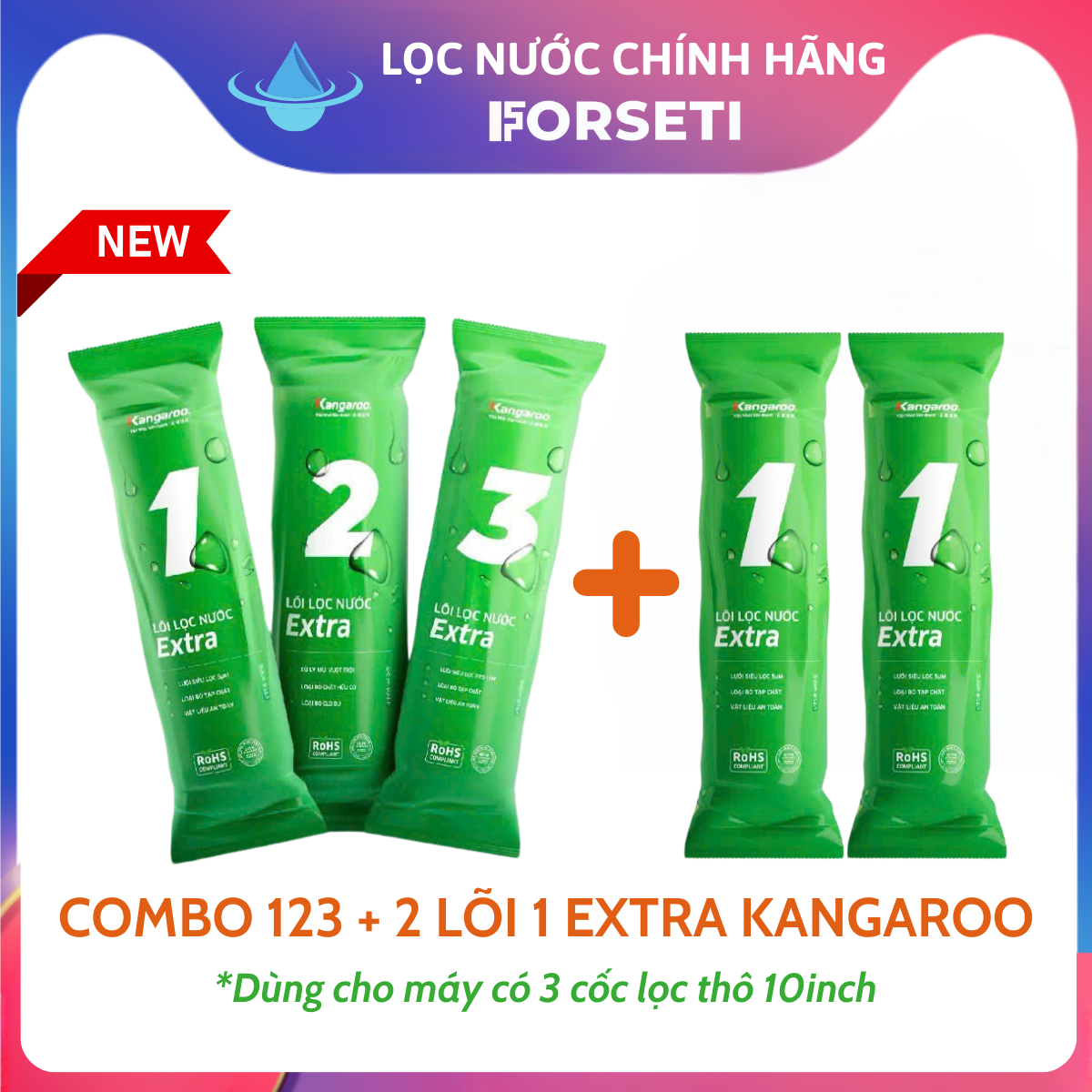 Combo 4 đến 5 lõi lọc (Bộ lọc thô số 1,2,3 + 1 lõi số 1 Hoặc 2 lõi số 1) Dùng Cho Máy Lọc Nước Sử Dụng Cốc Lọc 10inch