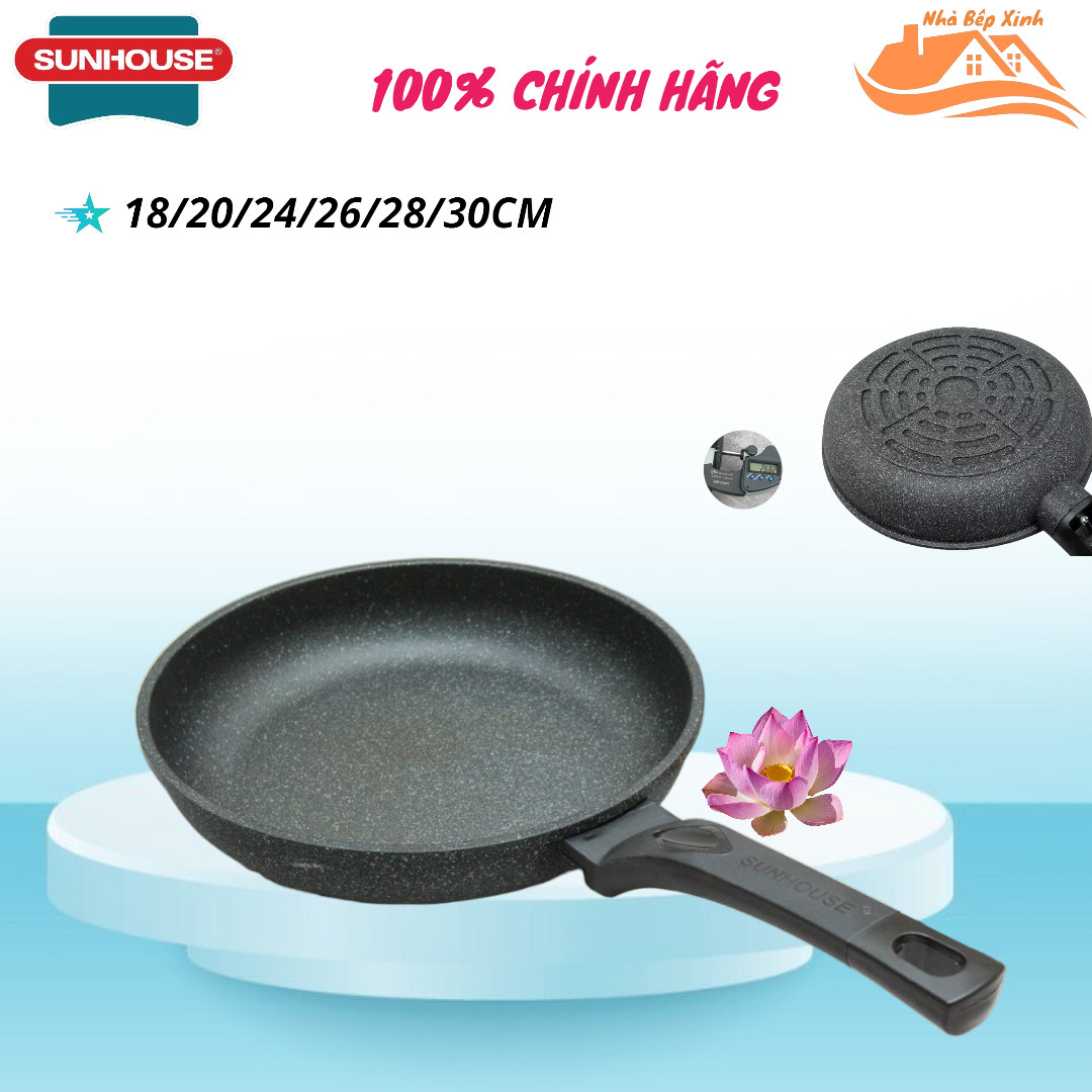 Chảo siêu bền đá sunhouse SBD18-SBD30 (đủ size 18-30cm - ko dùng cho bếp từ)