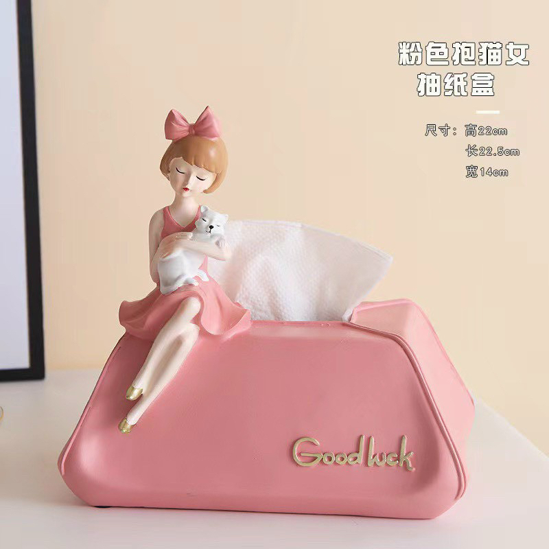 Hộp đựng giấy ăn - hộp khăn giấy để bàn hình cô gái