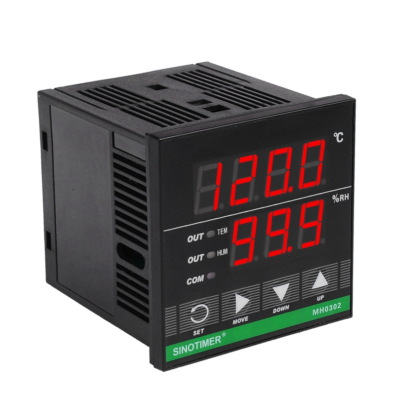 SINOTIMER Temperature Humidity Controller, MH0302 Panel Mounted Digital Temperature and Humidity Controller Sensor