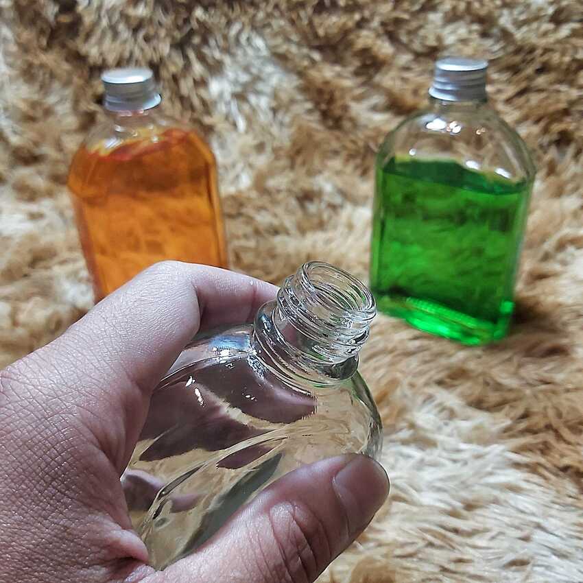Chai Thủy Tinh Dẹt 200ML (combo 2 cái) vuông vát vai kiểu dẹt nắp nhôm - Chai Thủy Tinh 200ML - Chai Thủy Tinh Nhỏ