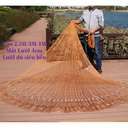 Chài Dù Bắt Cá Cao Cấp Bung 5m-6m-8m, mắt lưới 4cm, chân chì đúc