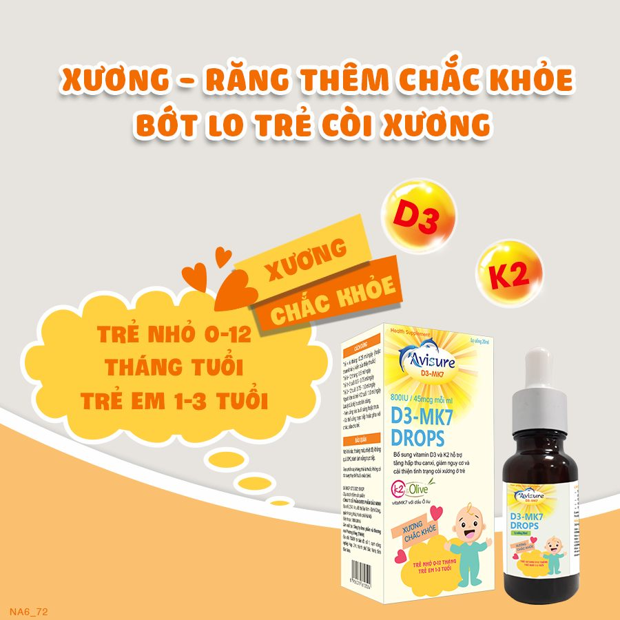 Avisure D3MK7 Drops cung cấp vitamin D3 và K2 cho bé