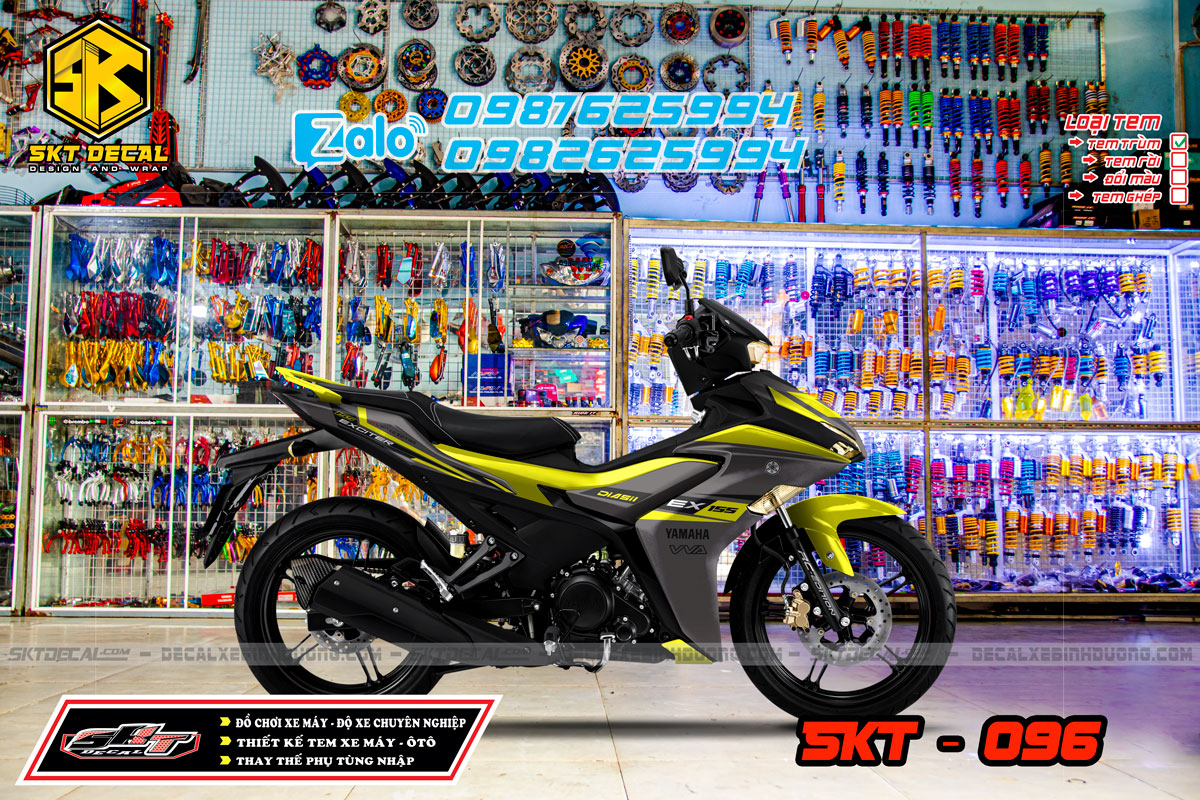 tem trùm exciter 155 vàng xám vva