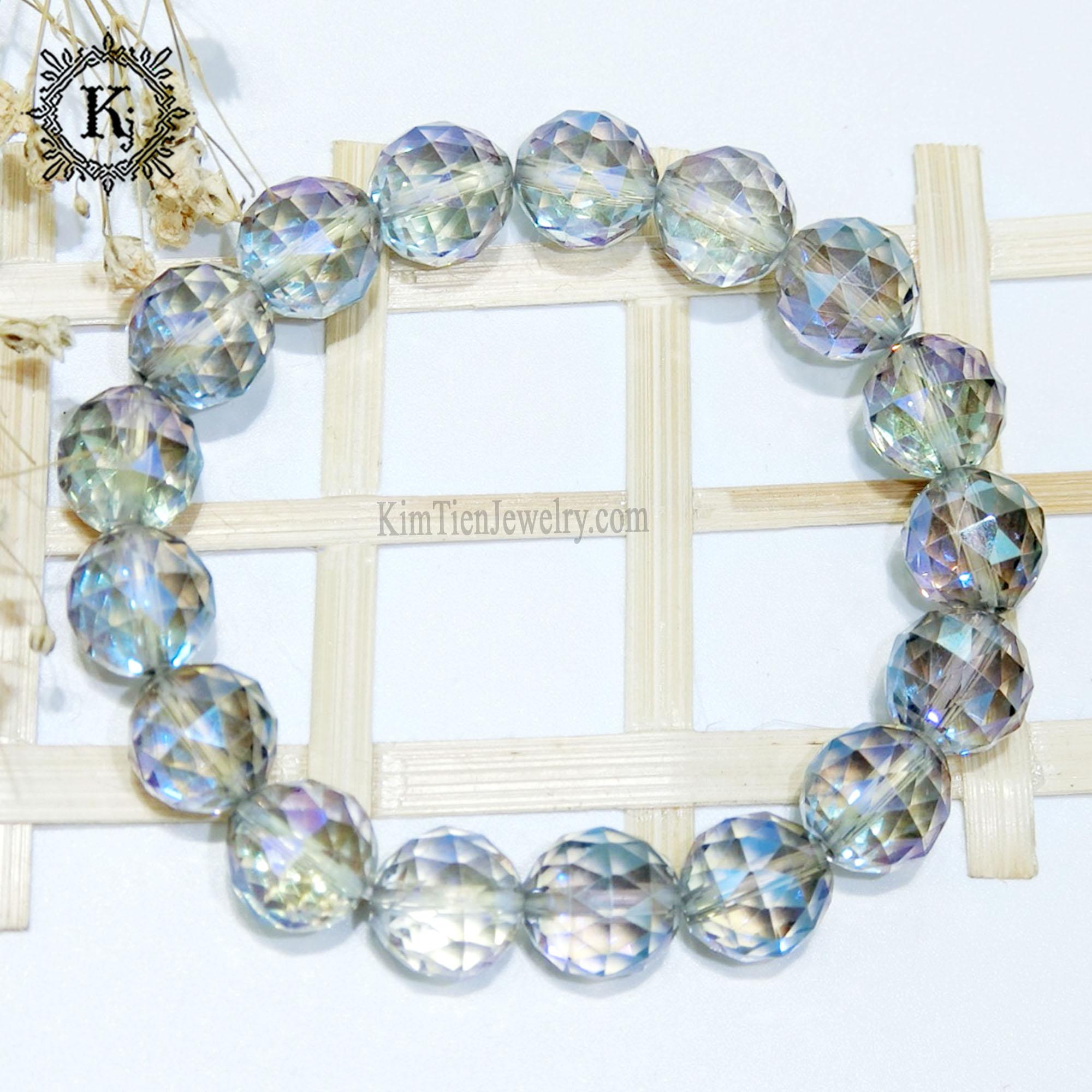 Vòng Tay  Phong Thủy Thạch Anh Trắng Lấp Lánh - Hợp Mệnh Kim , Thủy - Gia Tăng Vượng Khí - Mang Đến Nhiều May Mắn - Có size 08, 10, 12 ly